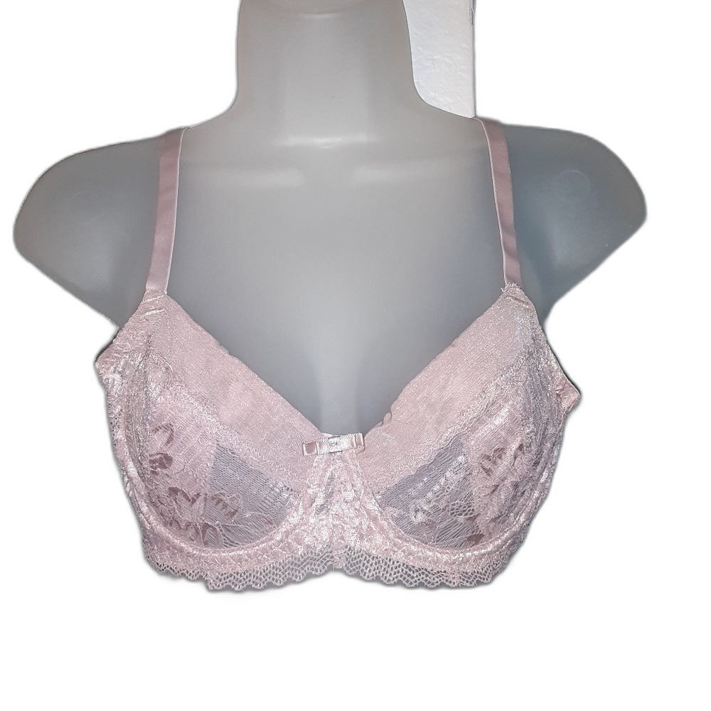 Youmita 34B Pink Suede Soft Lace Unpadded Bra NWT
